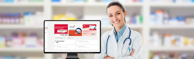 Ärztin neben Monitor mit Zur Rose Studio