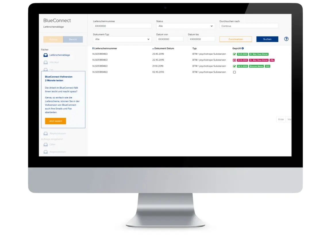 Screenshot Tool elektronische Lieferscheinablage Suchfunktion