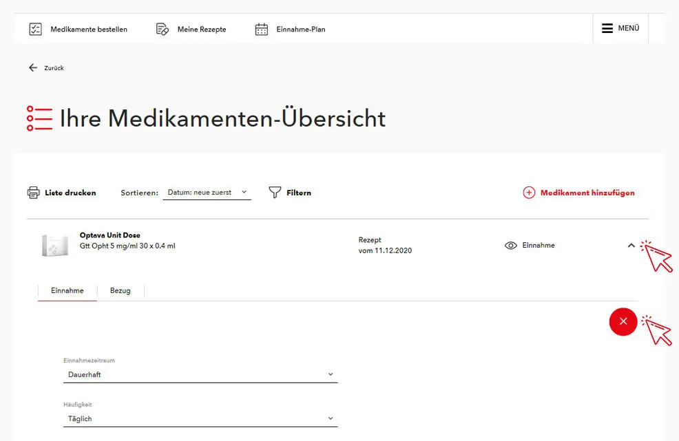 Medikamentenliste bearbeiten