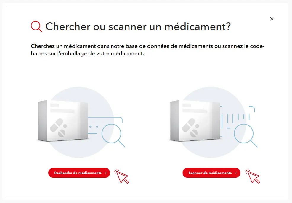 Chercher ou scanner un médicament