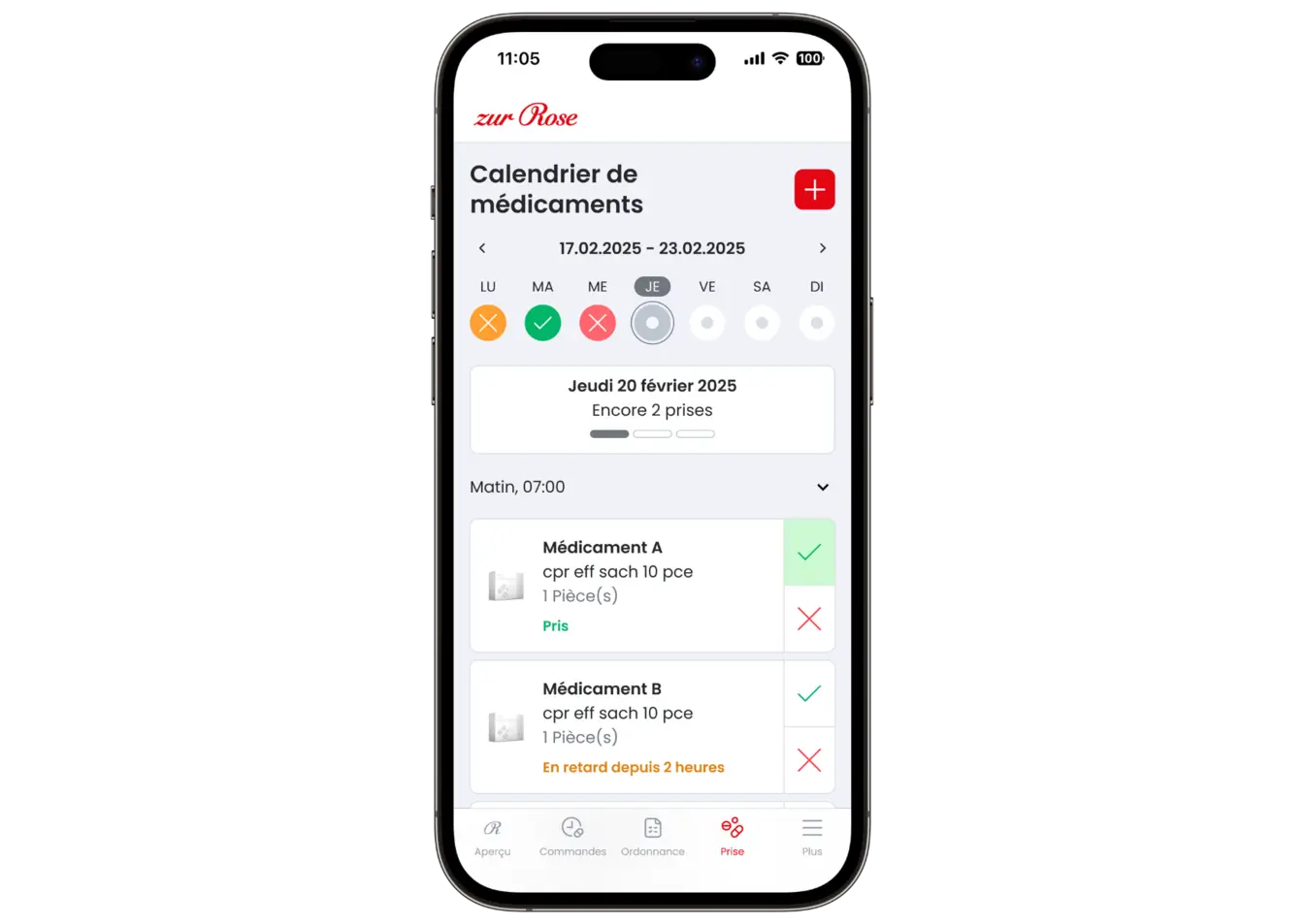 Handy mit Einnahmeplan