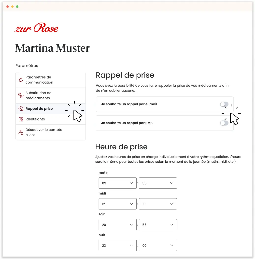 Modifier les rappels