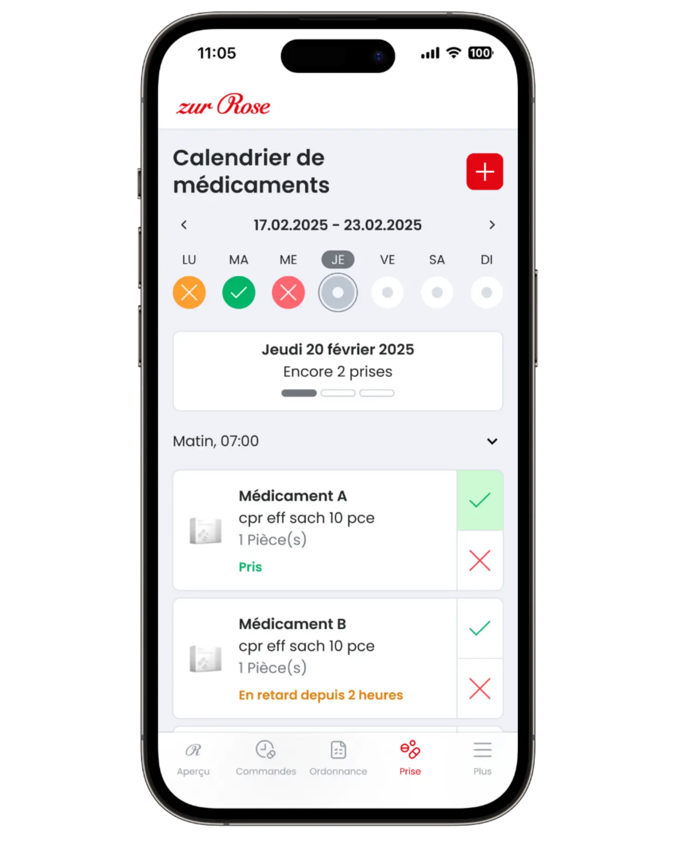 Einnahme-Plan in der App
