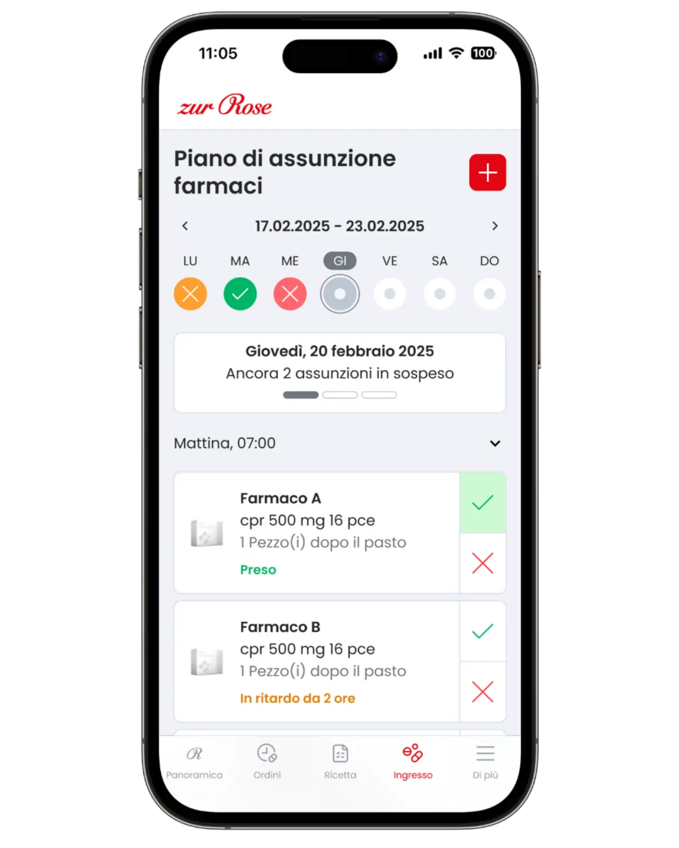 Einnahme-Plan in der App