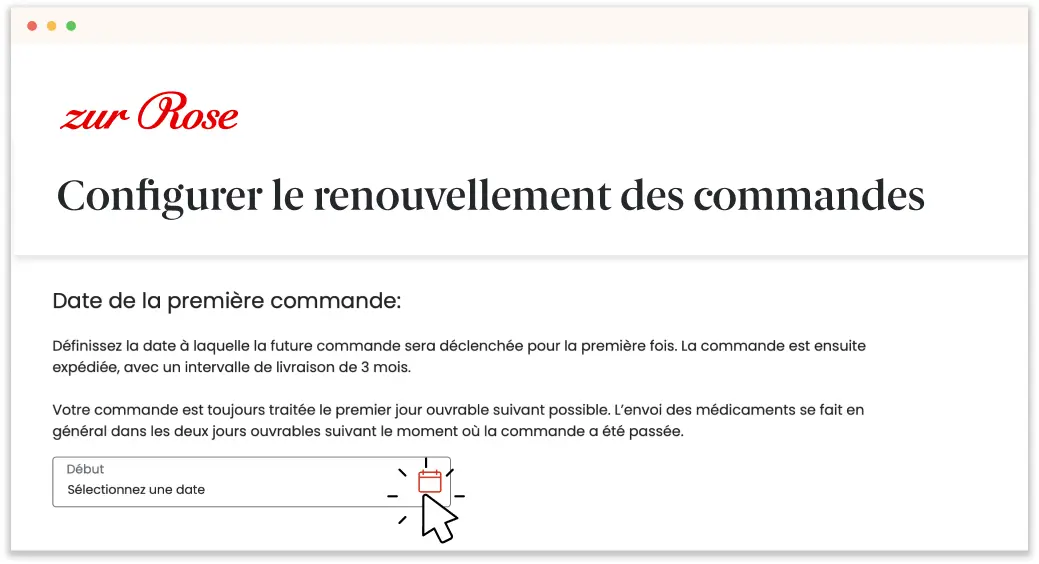 Indiquer la date de la première commande