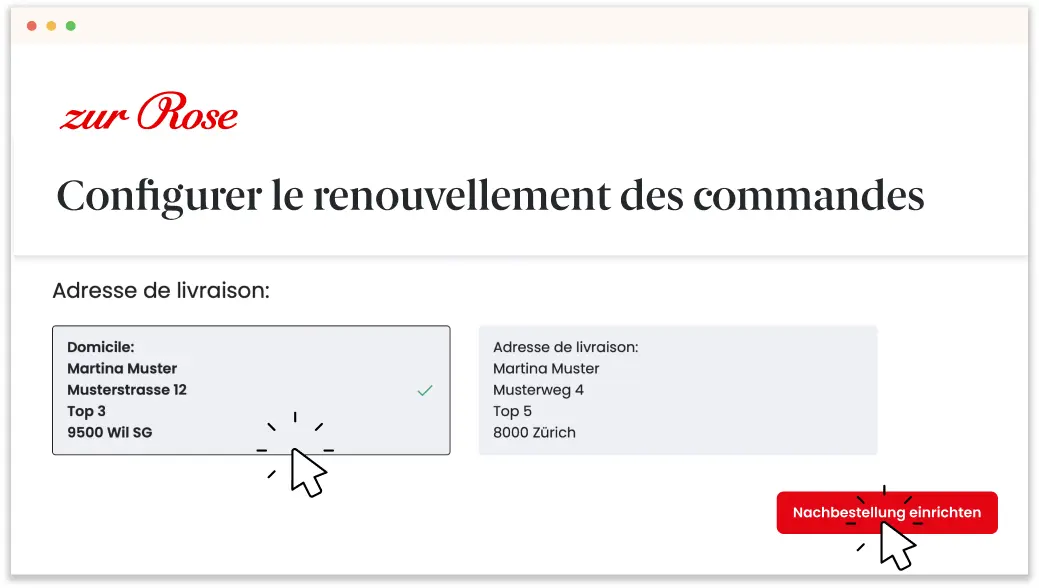 Sélectionner l’adresse de livraison