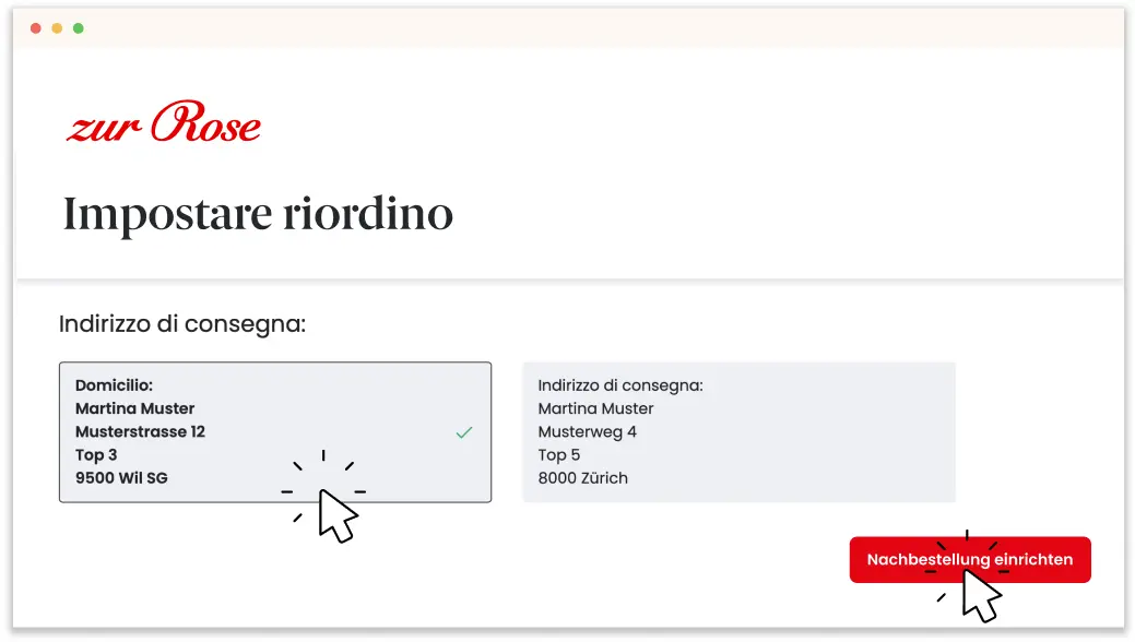 Selezionare l’indirizzo di consegna