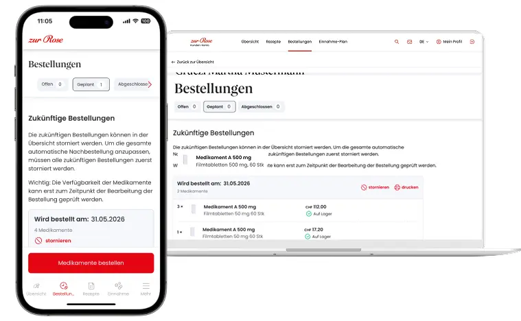 Geplante Nachbestellung auf Handy und Laptop