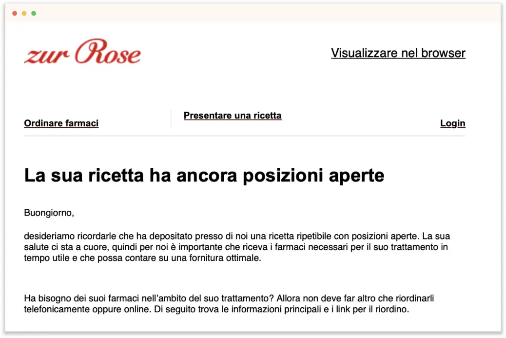 Ricevere il promemoria