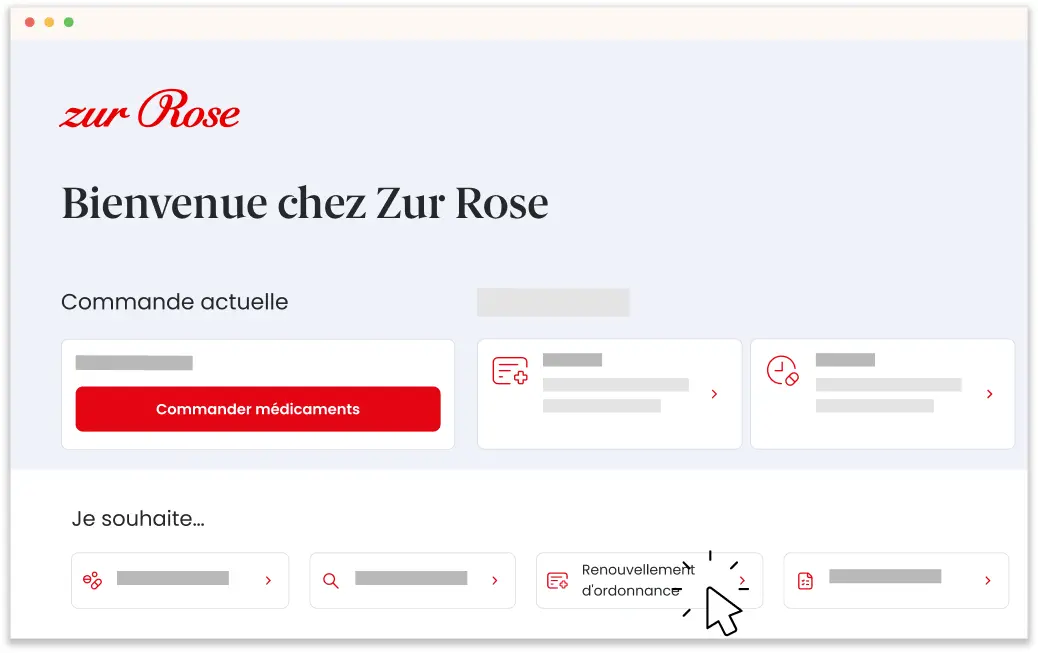 Choisissez la rubrique «Renouvellement d’ordonnance»