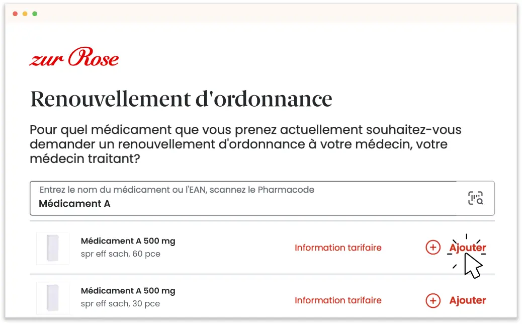 Indiquez les médicaments souhaités
