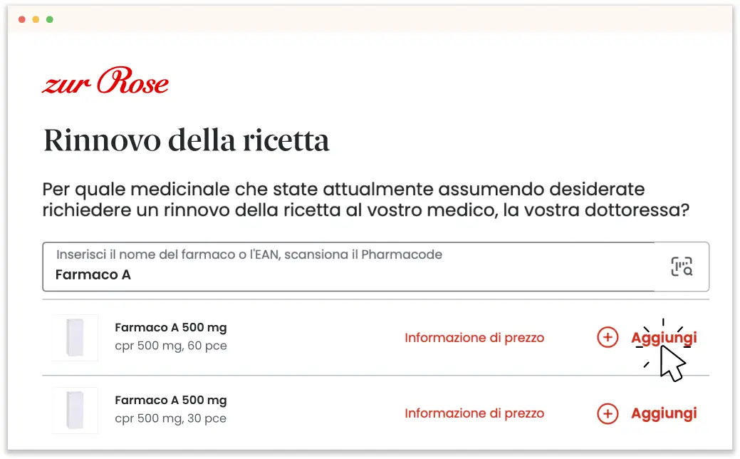 Indicare i farmaci desiderati