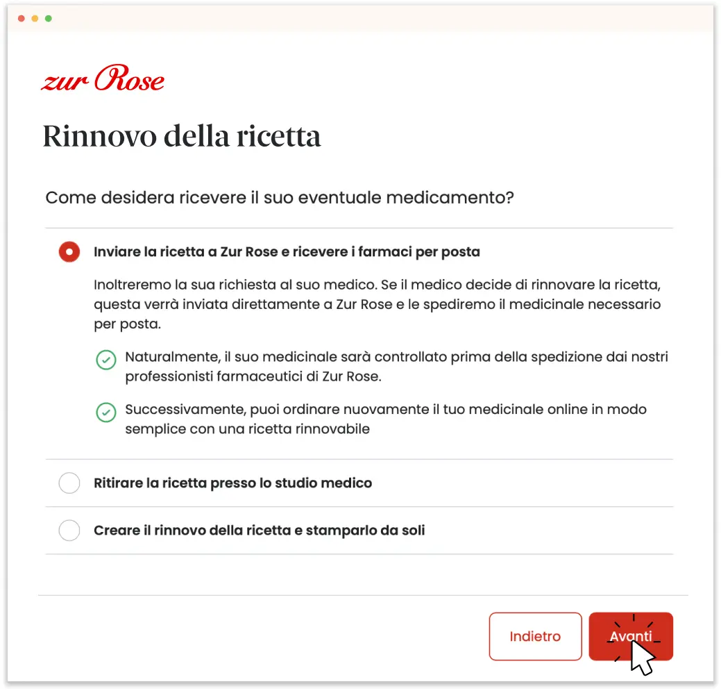 Selezionare l’opzione di consegna