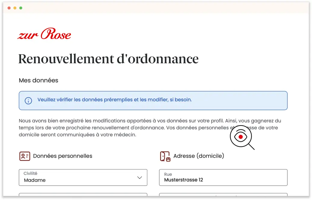 Vérifiez les données personnelles