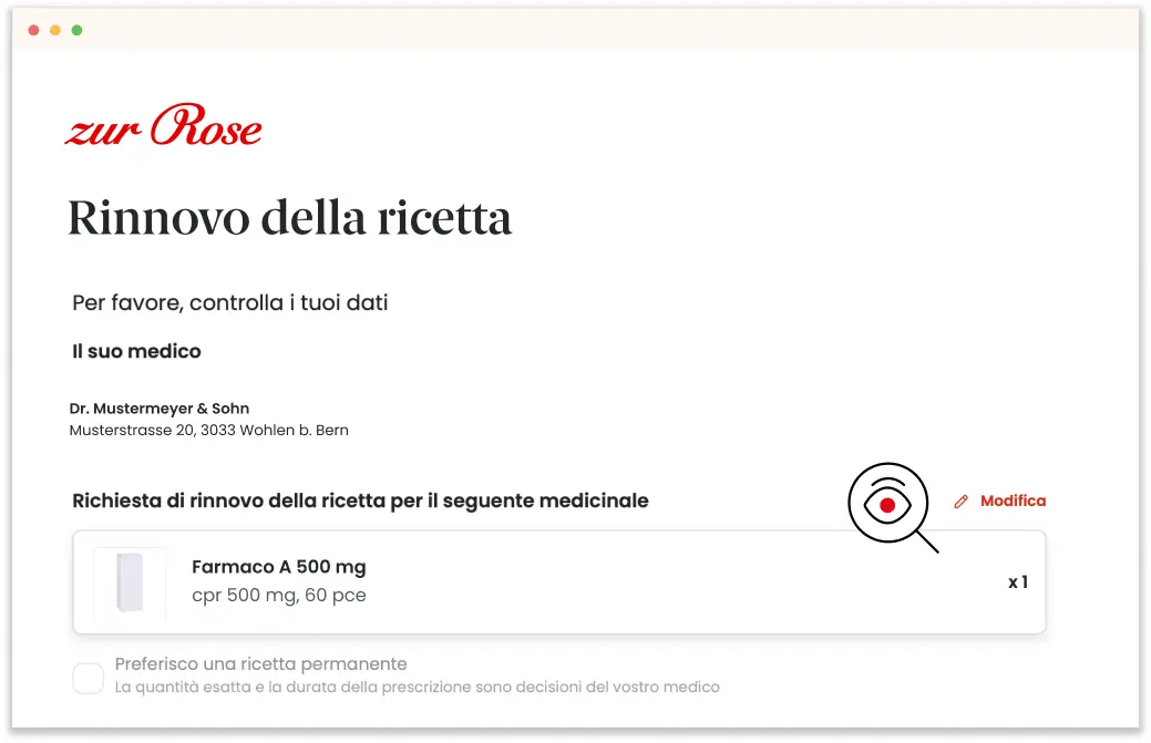 Completare il rinnovo della ricetta