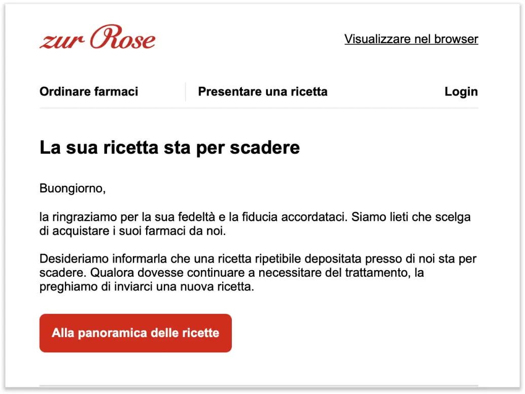 Ricevere il promemoria per il rinnovo della ricetta