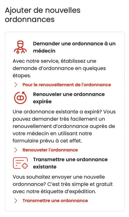 Demander ou déposer une (nouvelle) ordonnance