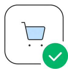 Bereits bestellt (Warenkorb mit Checkmark)
